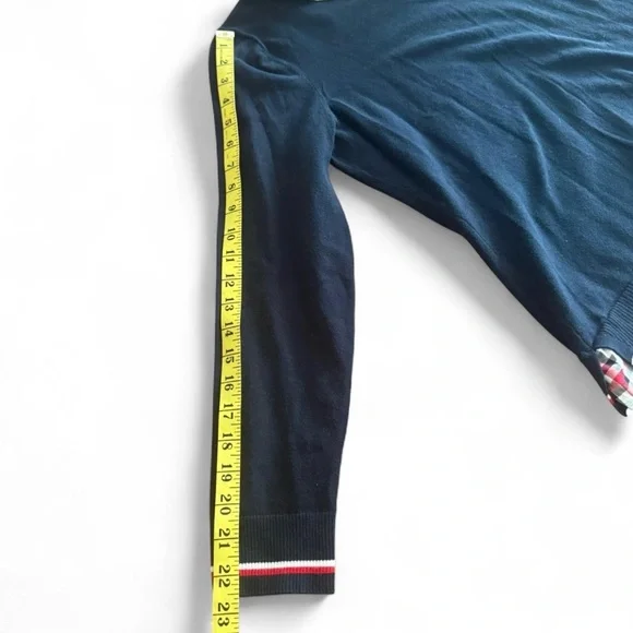 Tommy Hilfiger Navy Plaid Layered-look Sweater Size XL - Picture 7 of 7